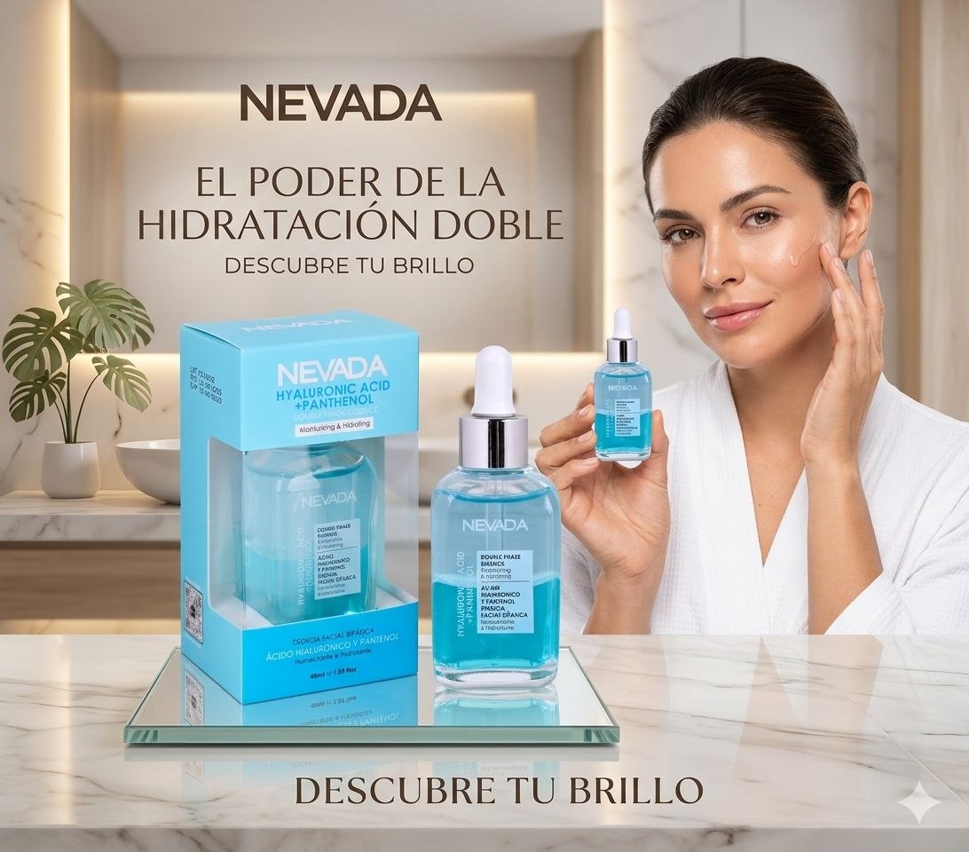 ESENCIA FACIAL BIFASICA HUMECTANTE CON ACIDO HIALURONICO Y PANTENOL NEVADA 45ML