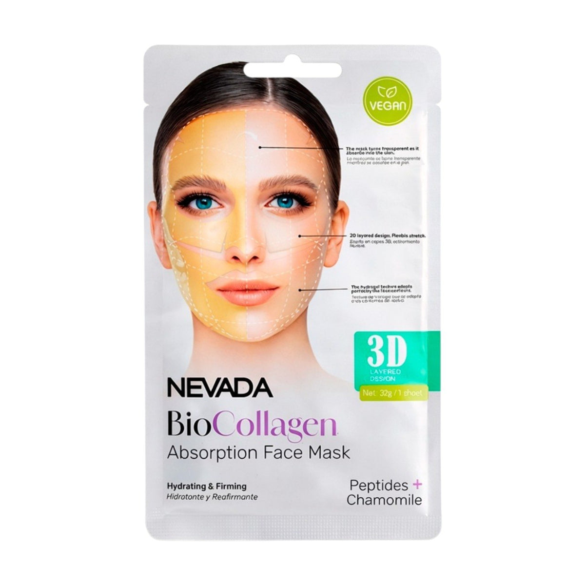 MASCARILLA FACIAL DE BIOCOLAGENO CON PEPTIDOS Y EXTRACTO DE MANZANILLA NEVADA