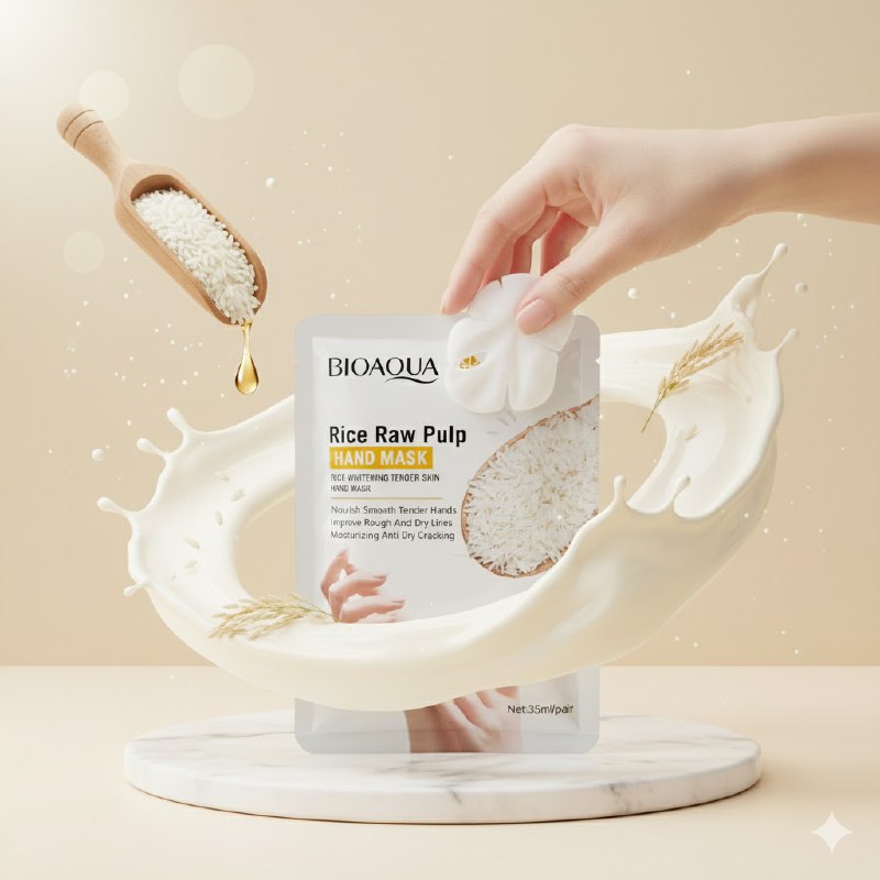 MASCARILLA PARA MANOS CON EXTRACTO DE PULPA CRUDA DE ARROZ BIOAQUA 35MLXPAR