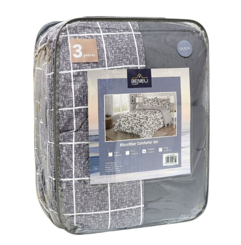 JUEGO DE EDREDON REVERSIBLE DE TAMAÑO QUEEN DE 3PCS BENELI HOME