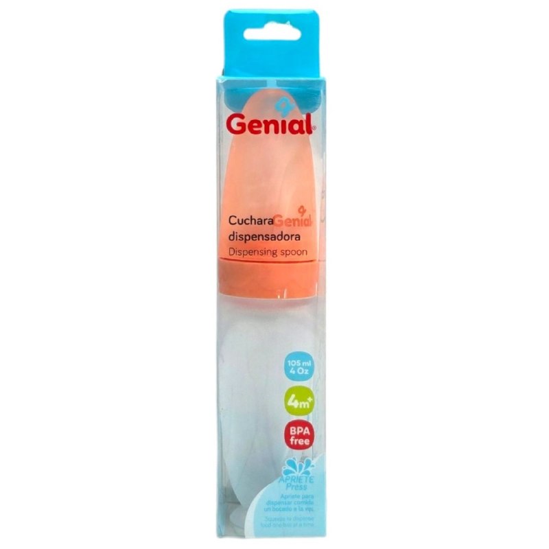 CUCHARA DE SILICONA DISPENSADORA DE ALIMENTOS PARA BEBES GENIAL 105ML