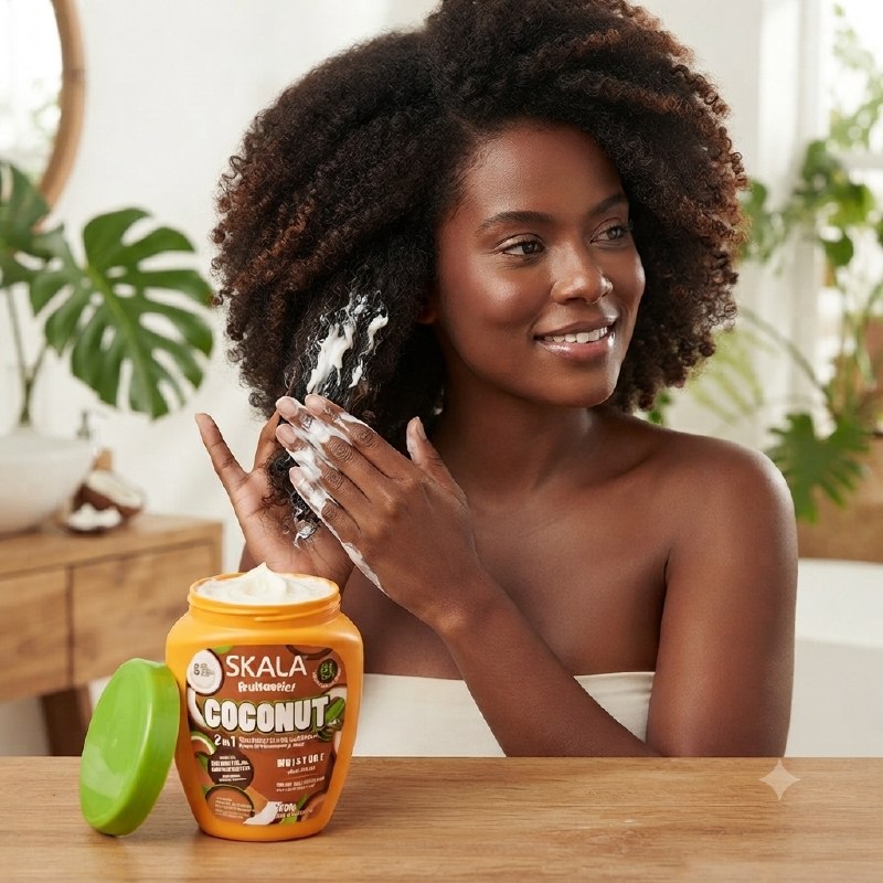 TRATAMIENTO CAPILAR EN CREMA 2 EN 1 DE COCO QUE NUTRE E HIDRATA EL CABELLO SECO Y OPACO SKALA 1000G