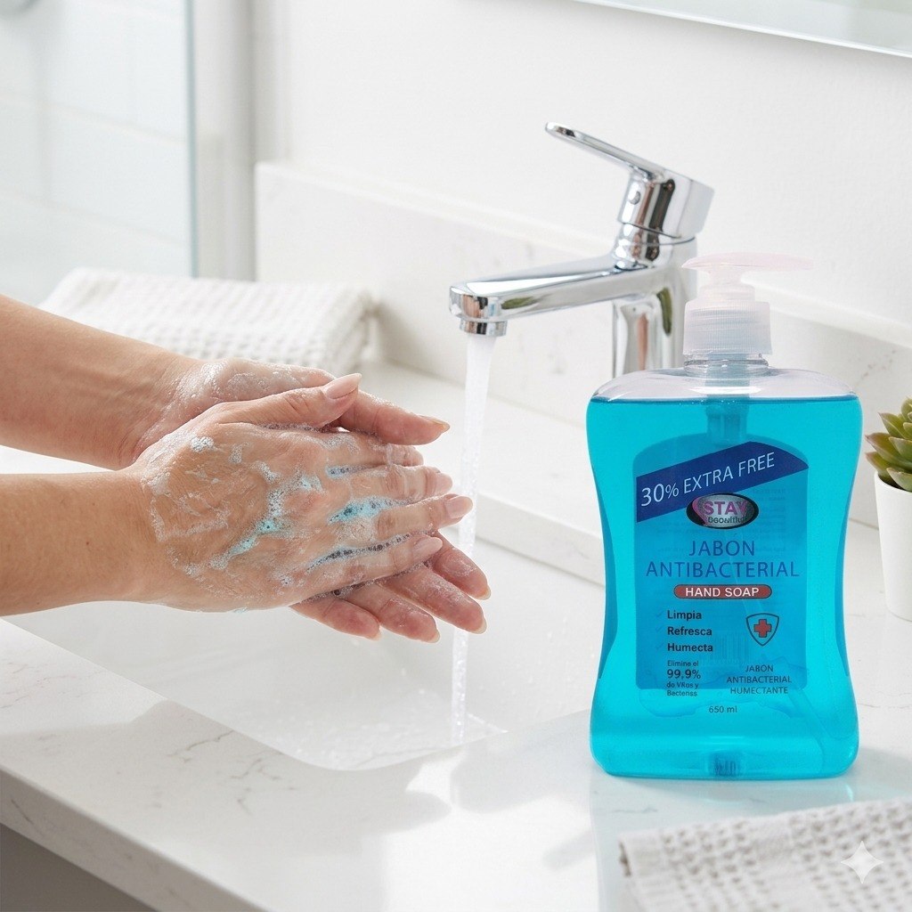 JABON LIQUIDO PARA MANOS DESINFECTANTE Y HUMECTANTE STAY BEAUTIFUL 650ML