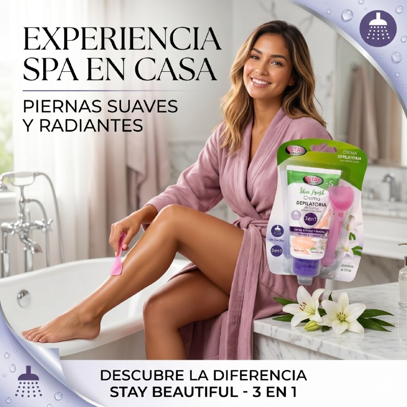 CREMA DEPILATORIA CORPORAL 3 EN 1 DEPILA EXFOLIA Y SUAVIZA AROMA A LIRIO FRESCO STAY BEAUTIFUL 150G