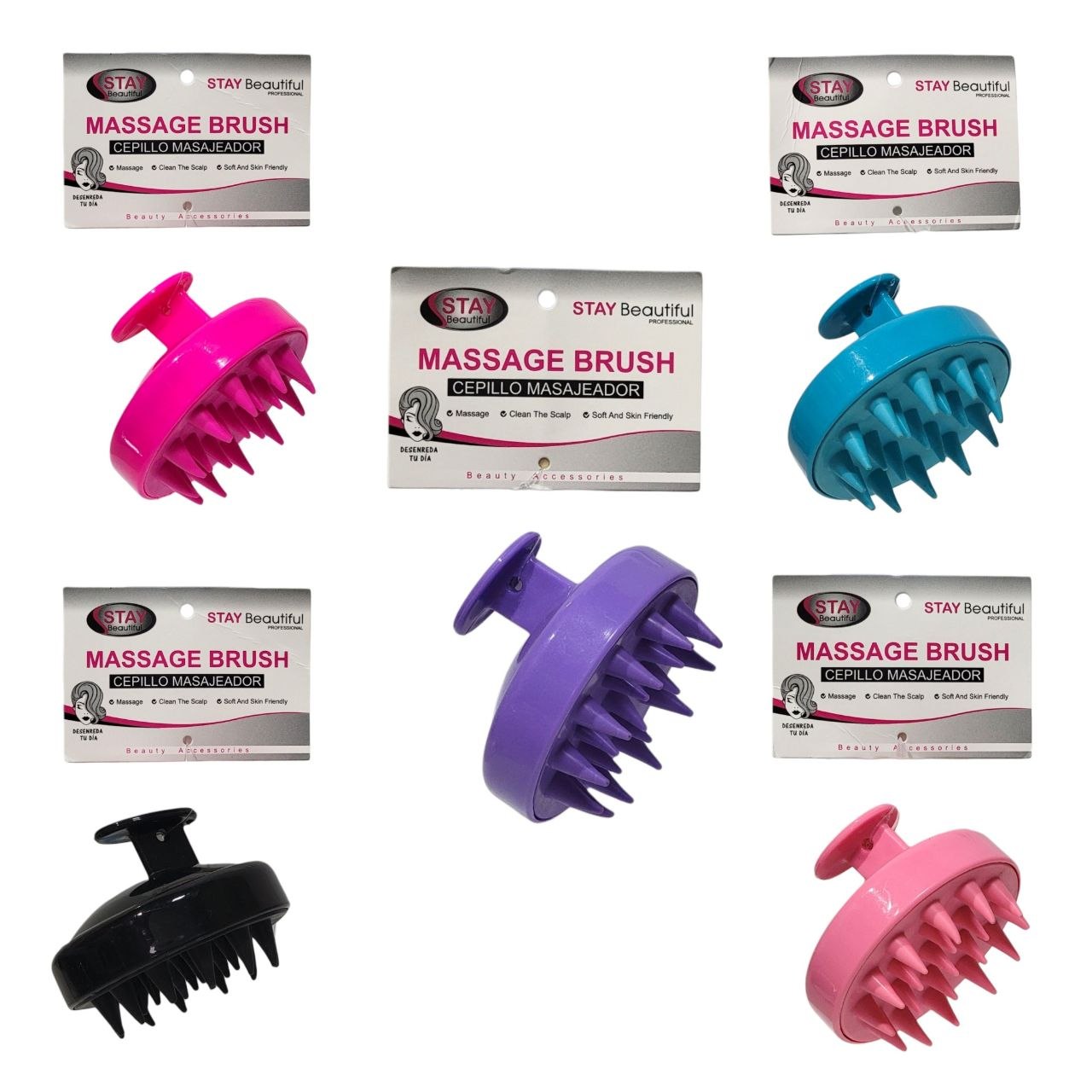 CEPILLO MASAJEADOR PARA EL CABELLO DE SILICONA STAY BEAUTIFUL