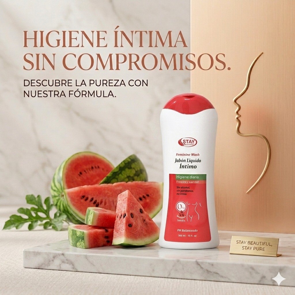 JABON LIQUIDO INTIMO FEMENINO CON AROMA A SANDIA STAY BEAUTIFUL 300ML