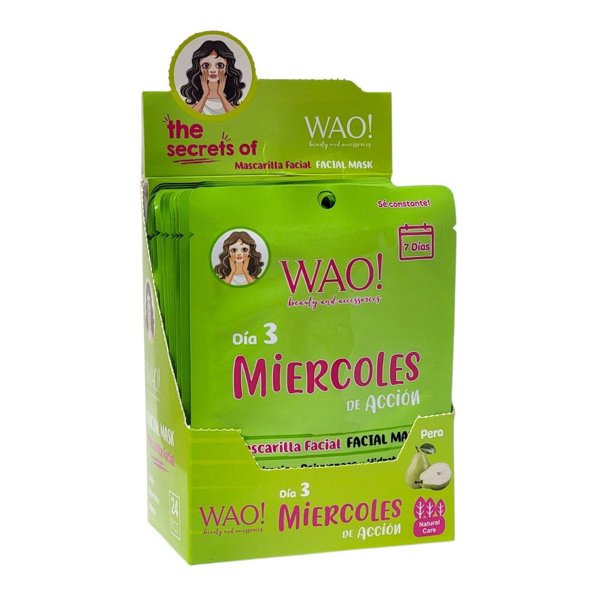 MASCARILLA FACIAL DIA 3 MIERCOLES DE ACCION DE ESENCIA DE PERA WAO! 25G
