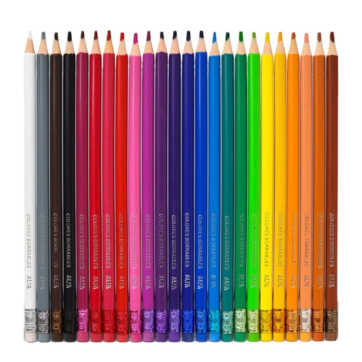 SET DE LAPICES DE COLORES BORRABLES CON SACAPUNTAS 24UND ALFA