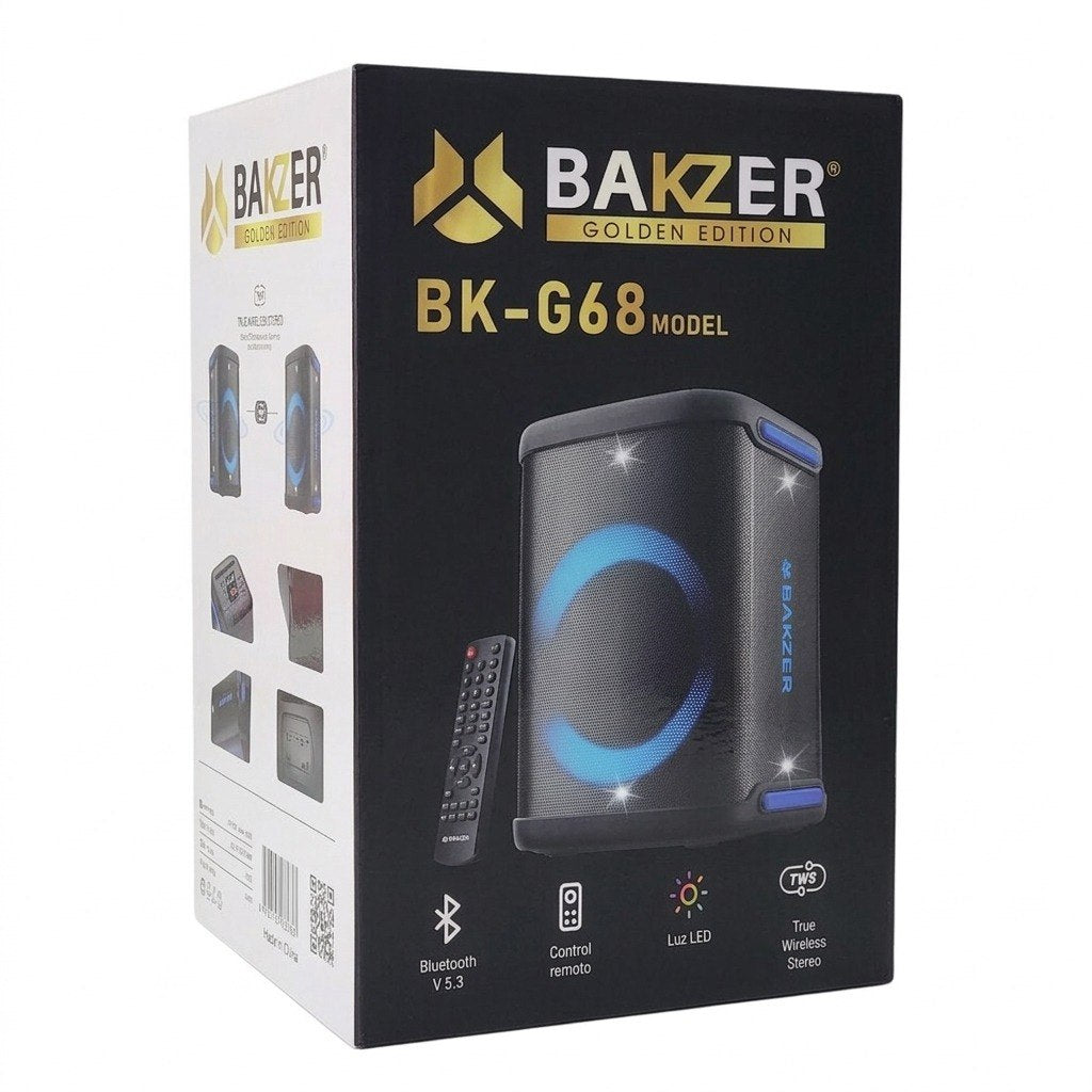PARLANTE ALTAVOZ INALÁMBRICO CON REFUERZO DE BAJOS MODELO BK-G68 BAKZER 40CM