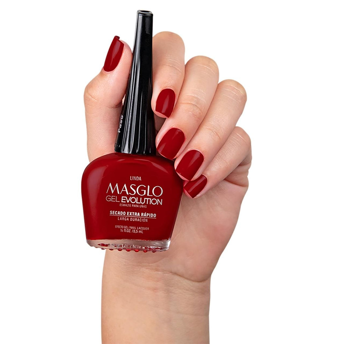 ESMALTE PARA UÑAS DE SECADO RAPIDO COLOR ROJO VIVO LINDA GEL EVOLUTION MASGLO 13.5ML