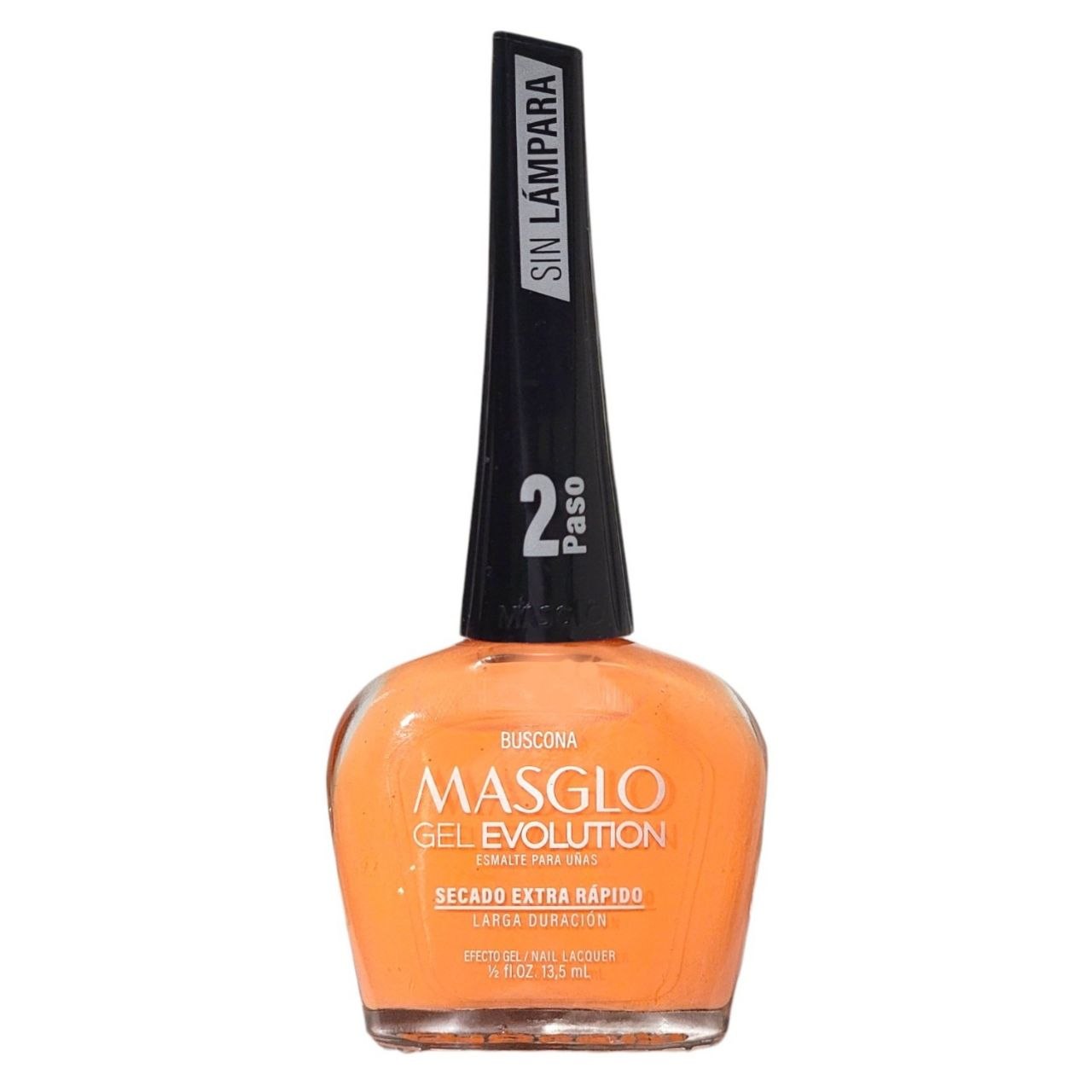ESMALTE PARA UÑAS DE SECADO RAPIDO COLOR NARANJA ALBARICOQUE BUSCONA GEL EVOLUTION MASGLO 13.5ML