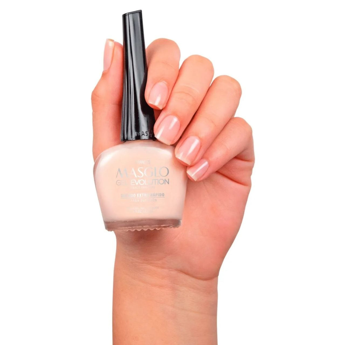 ESMALTE PARA UÑAS DE SECADO RAPIDO COLOR NUDE CLARO FRANCÉS GEL EVOLUTION MASGLO 13.5ML