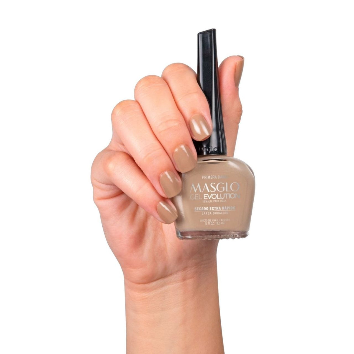 ESMALTE PARA UÑAS DE SECADO RAPIDO COLOR ARENA INTENSO PRIMERA DAMA GEL EVOLUTION MASGLO 13.5ML