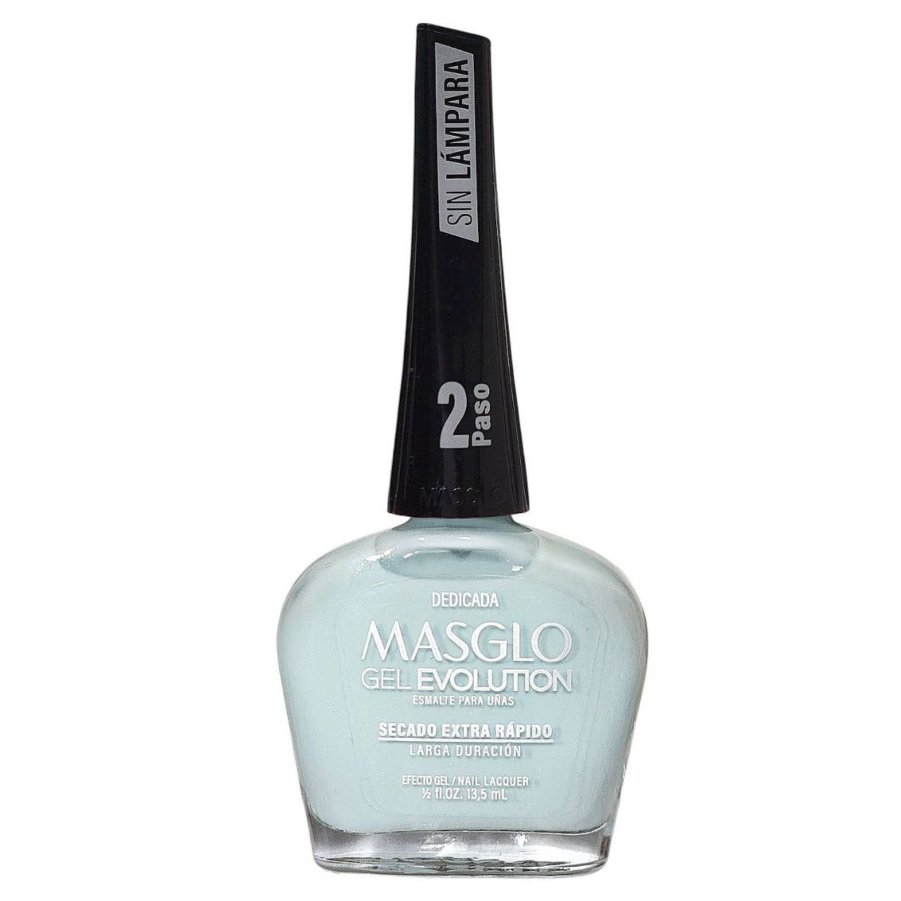 ESMALTE PARA UÑAS DE SECADO RAPIDO COLOR AZUL PALIDO DEDICADA GEL EVOLUTION MASGLO 13.5ML