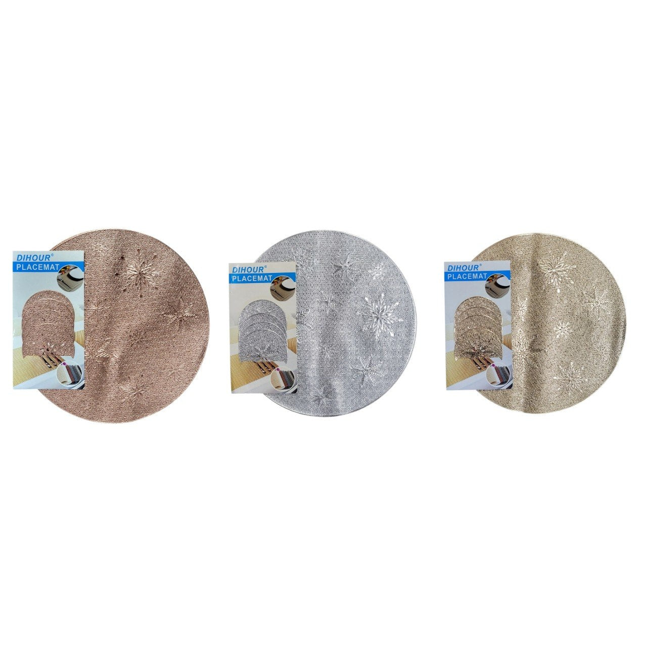 SET DE MANTELES CIRCULARES PARA PLATOS Y VASOS DE MESA 8PCS DIHOUR 38CM