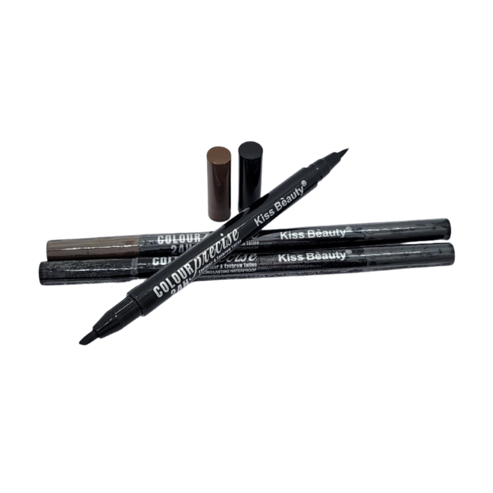 LAPIZ DELINEADOR 2 EN 1 DELINEADOR DE OJOS Y TATUAJE DE CEJAS KISS BEAUTY (DUPE DE RIMMEL)