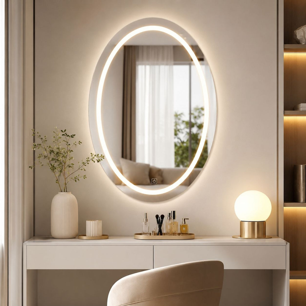 ESPEJO OVALADO CON LUZ LED 78.1X59CM