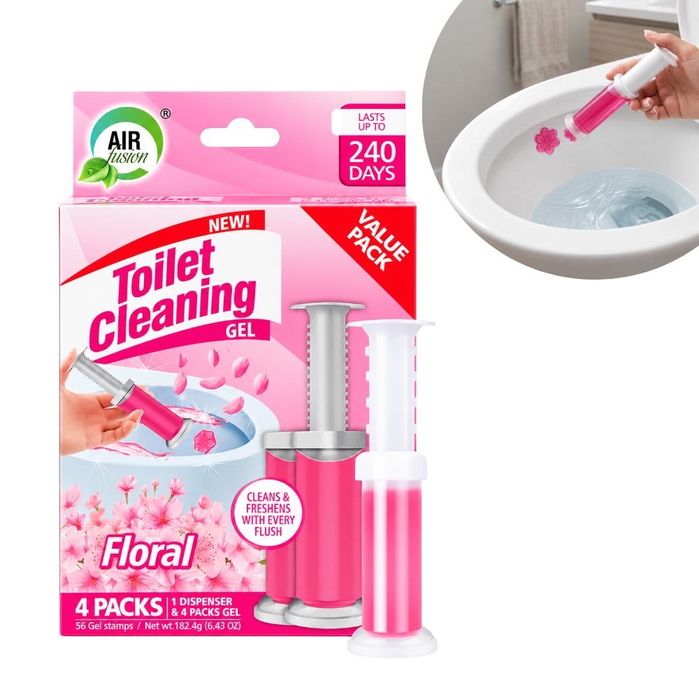 GEL LIMPIADOR Y AROMATIZANTE PARA INODOROS FLORAL AIRFUSION 4 PIEZAS 182.4G