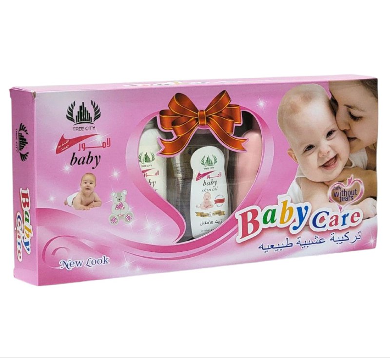 SET DE REGALO PARA EL CUIDADO DEL BEBE DE 5 PIEZAS, JABON 100G, TALCO 120G, LOCION 100ML, ACEITE 100ML, SHAMPOO 100ML TREE CITY BABY CARE