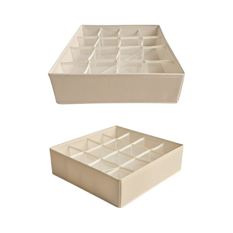 ORGANIZADOR CAJA DE ALMACENAMIENTO DE 16 COMPARTIMIENTOS FIJOS, PERFECTO PARA FAJAS, CALCETINES, BUFANDAS,ETC 32X32X10CM FUHUA