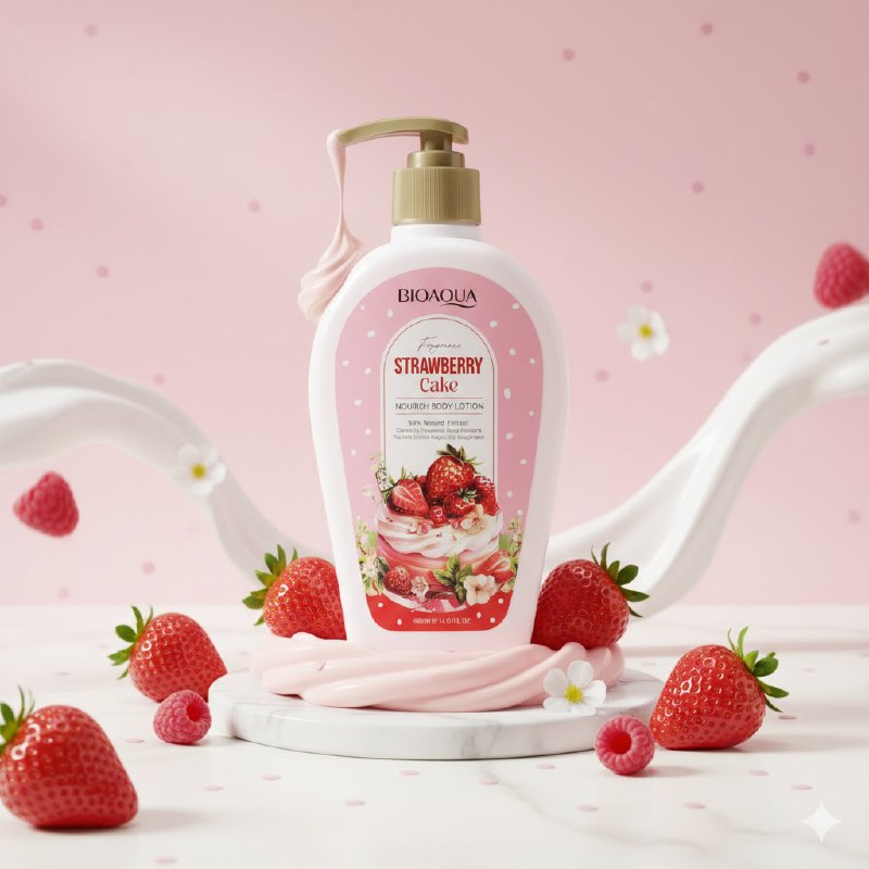 CREMA CORPORAL NUTRITIVA E HIDRATANTE CON AROMA A PASTEL DE FRESAS BIOAQUA 400ML