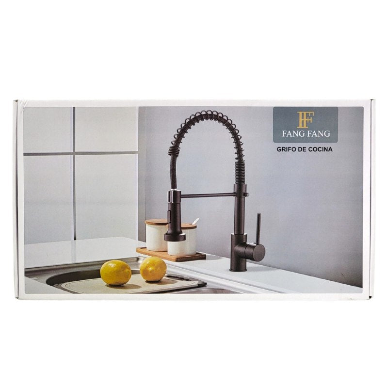 GRIFO LAVAMANOS DE COCINA NEGRO CROMADO ELEGANTE MODERNO FANFANG FF-8022B
