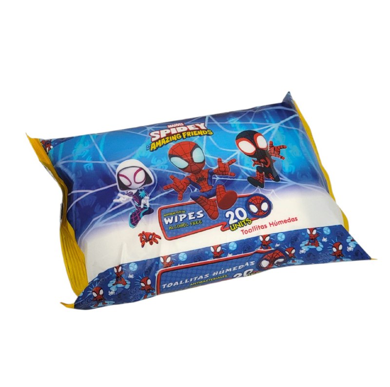 TOALLITAS HUMEDAS PARA NIÑOS ANTIBACTERIALES MARVEL SPIDERMAN 20UND