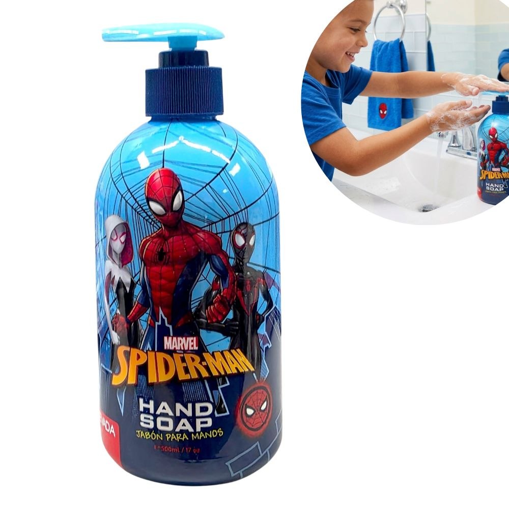 JABÓN LÍQUIDO PARA MANOS MARVEL SPIDER-MAN CON DISPENSADOR 500ML