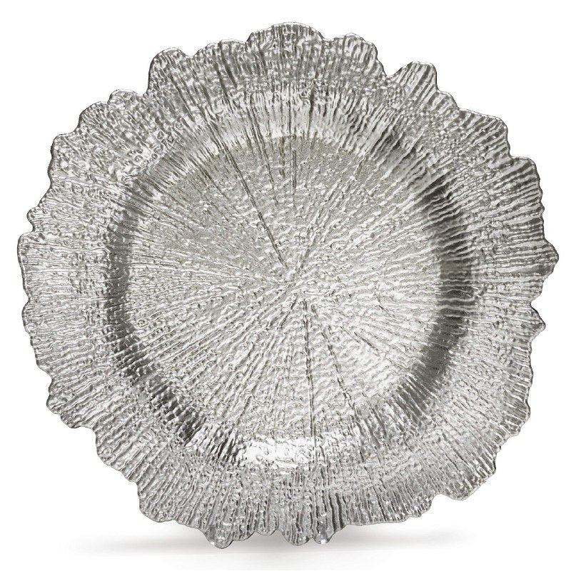 PLATO DE CARGA DECORATIVO PLATEADO DE PLASTICO 32CM