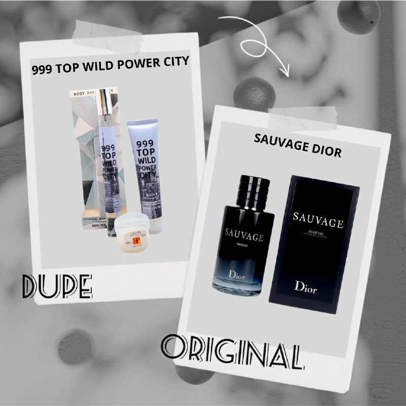 SET PERFUME EN TUBO PARA HOMBRE 999 TOP WILD POWER CITY EDP 35ML, BODY LOTION 40G, VASELINA 7G (H)