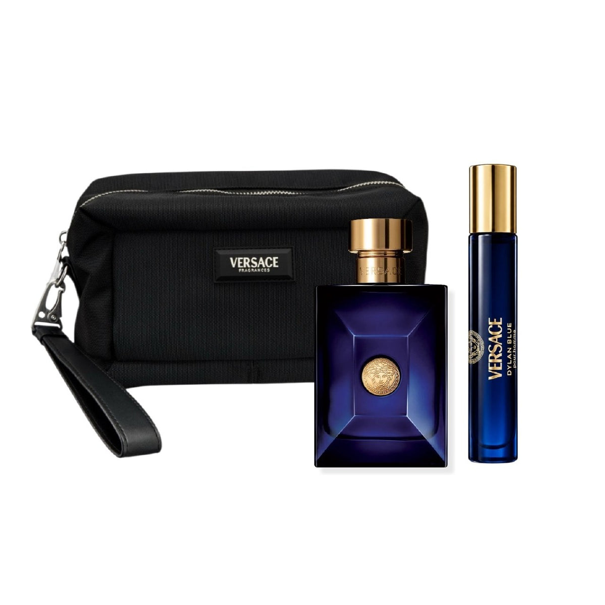 SET VERSACE DYLAN BLUE POUR HOMME EDT 100ML EDT 10ML BOLSO DE VIAJE (H)