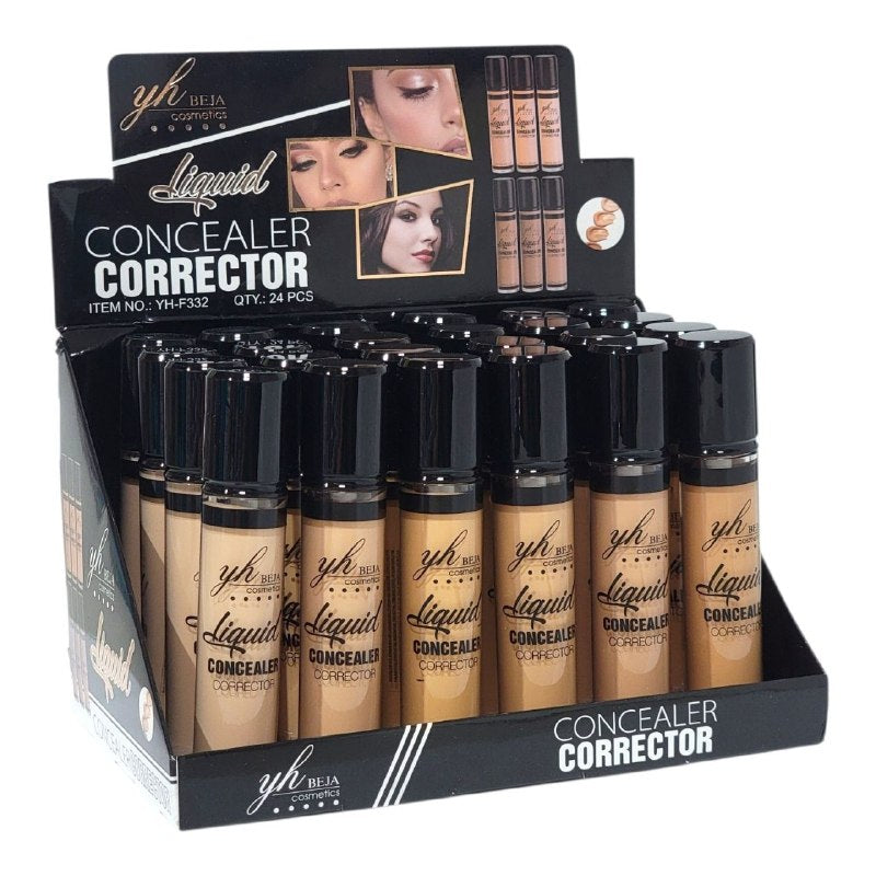 CORRECTOR LÍQUIDO ALTA COBERTURA Y ACABADO MATE CUBRE OJERAS, MANCHAS E IMPERFECCIONES 6 TONOS YH BEJA COSMETICS 10ML