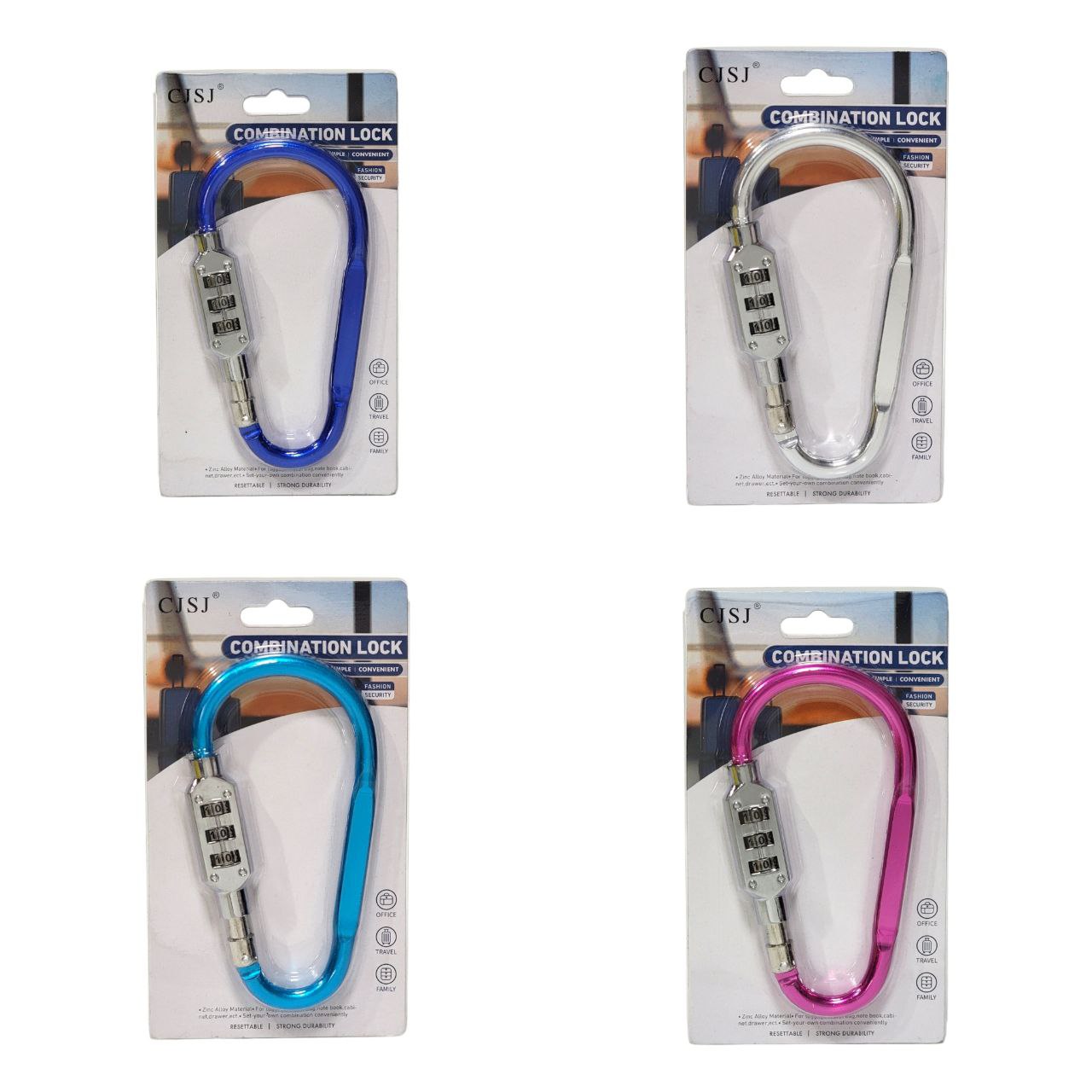 CANDADO DE COMBINACION TIPO MOSQUETON CJSJ 6X12CM