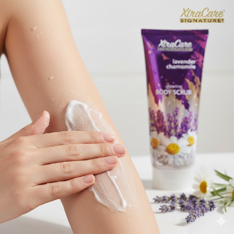 CREMA CORPORAL EXFOLIANTE DE MANZANILLA Y LAVANDA, ELIMINA CELULAS MUERTAS Y DA BRILLO NATURAL XTRACARE 198G