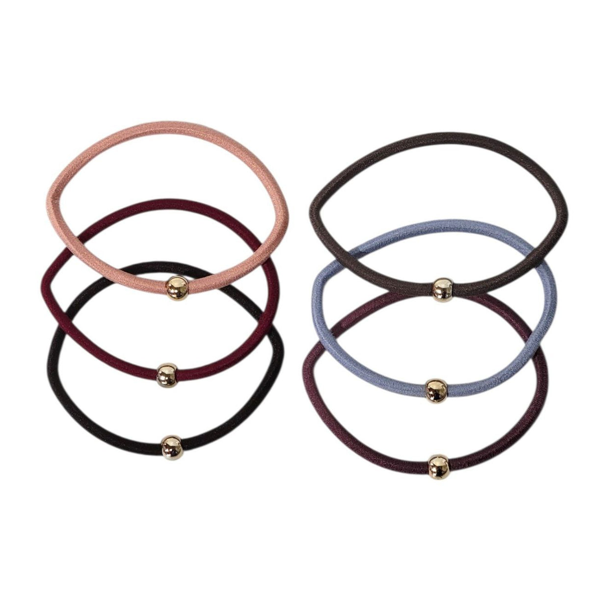 SET DE COLAS PARA EL CABELLO DE COLORES CON PERLA DORADA 6PCS GLAMOUR