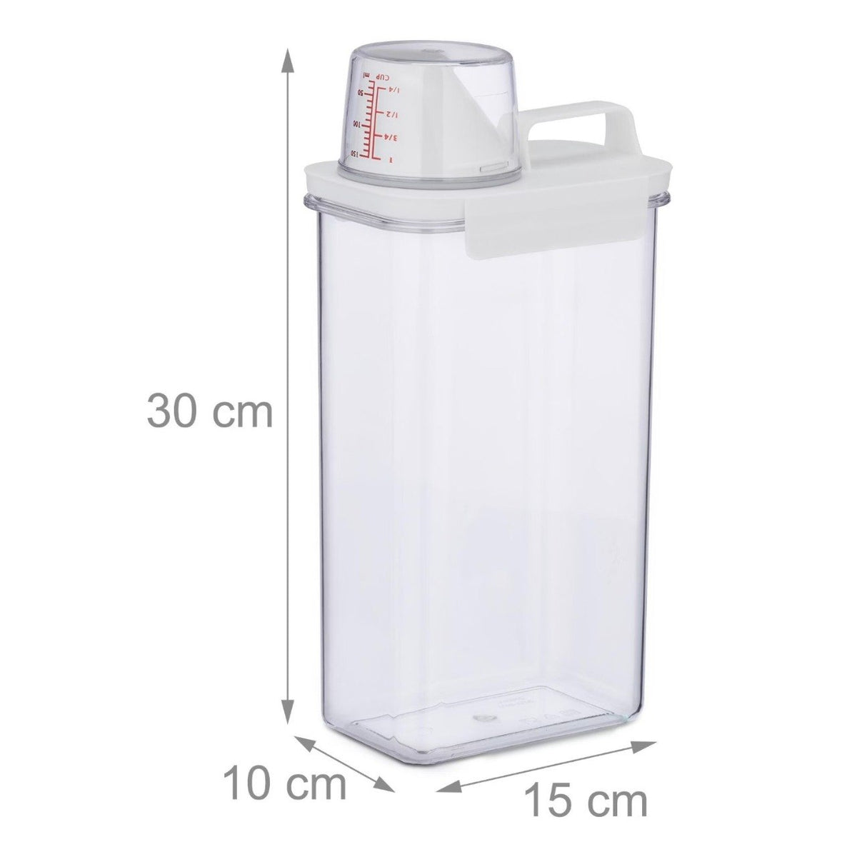 RECIPIENTE DE ALMACENAMIENTO PARA ALIMENTOS HERMETICO CON VASO MEDIDOR WINDROSE 2.3L 30X10X15CM