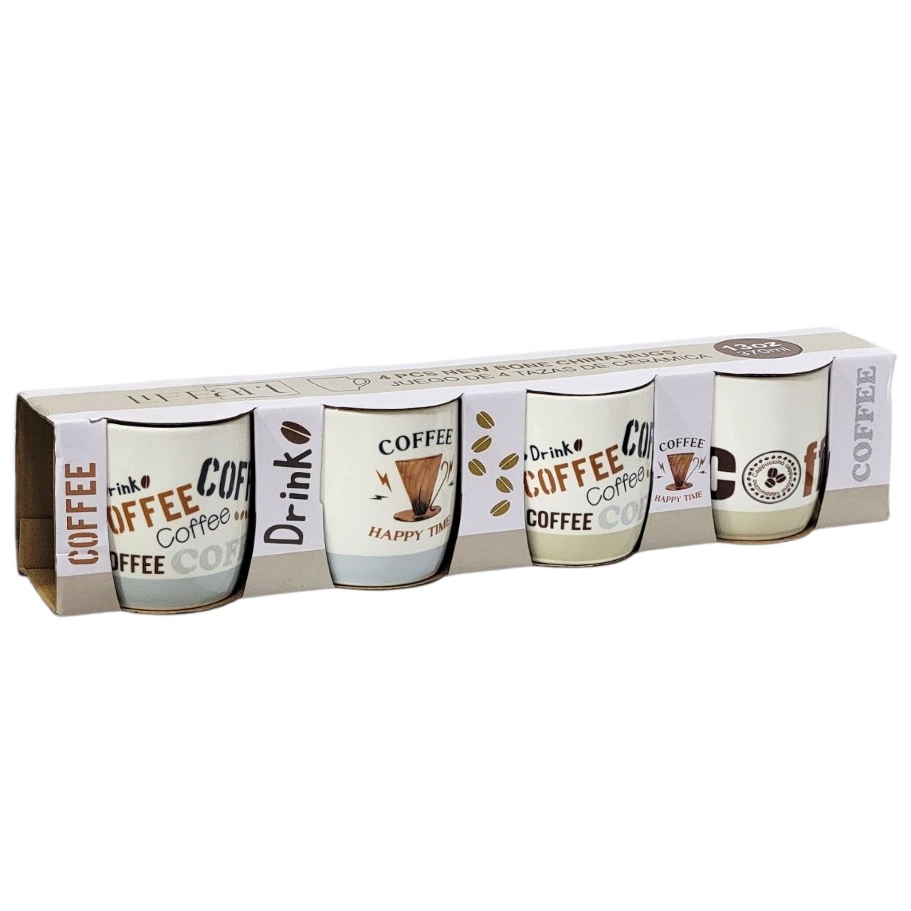 SET DE TAZAS DE CERAMICA 4PCS LIFEART 370ML