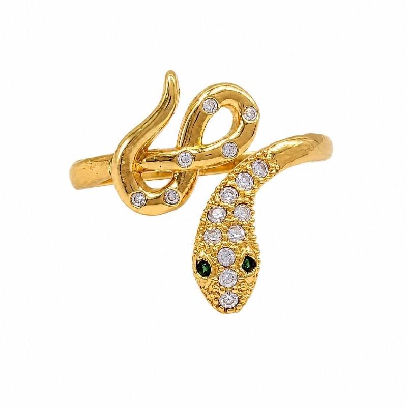 ANILLO DE ENCHAPE PARA DAMA TALLA AJUSTABLE CON DISEÑO DE SERPIENTE