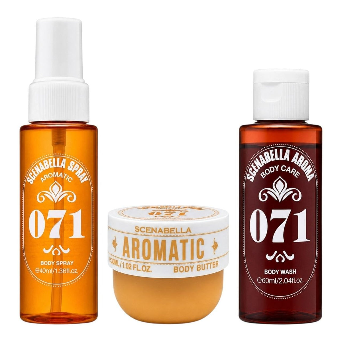 SET SCENABELLA AROMATIC JOURNEY 071 BODY SPRAY 40ML CREMA CORPORAL 30ML GEL DE DUCHA 60ML (M) (AROMA SIMILAR A SOL DE JANEIRO CHEIROSA 71)