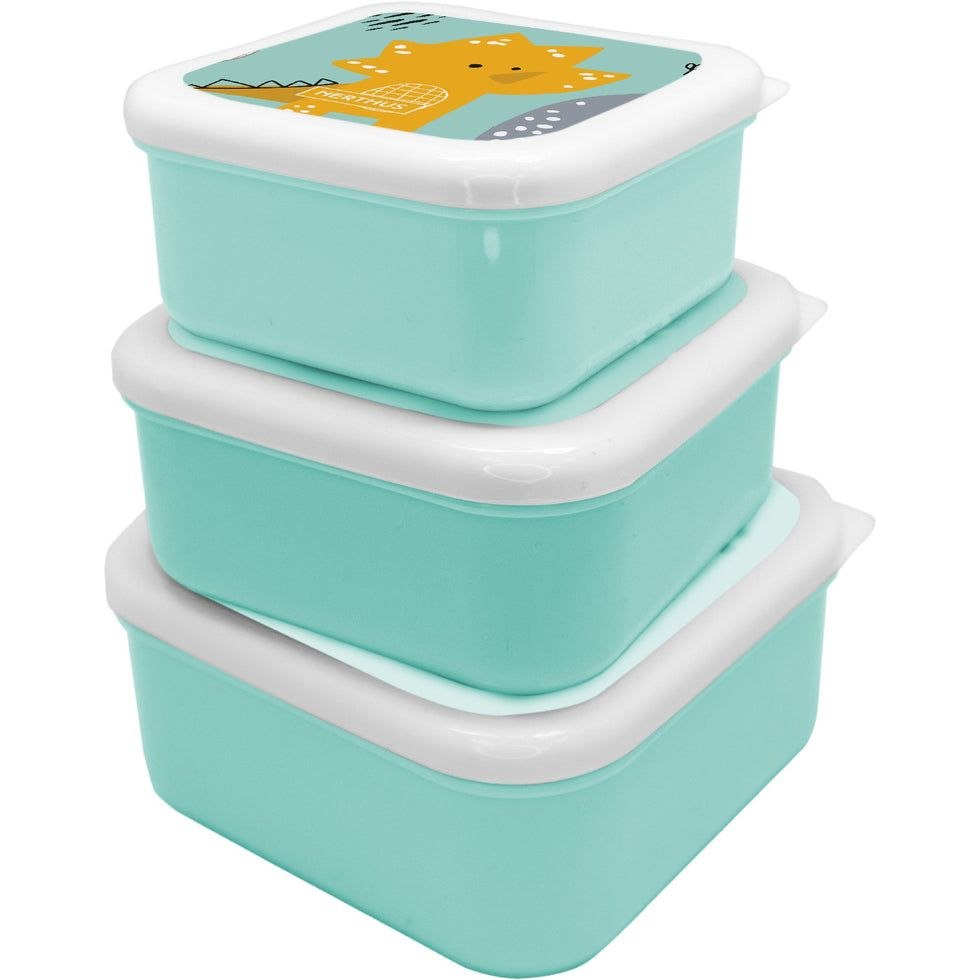 SET DE RECIPIENTES PANAS PARA ALIMENTOS HERMETICOS CON DISEÑO DE DINOSAURIO 3PCS NERTHUS