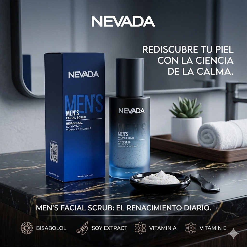 EXFOLIANTE FACIAL PARA HOMBRES CON BISABOLOL EXTRACTO DE SOYA Y VITAMINAS A Y E NEVADA 100ML