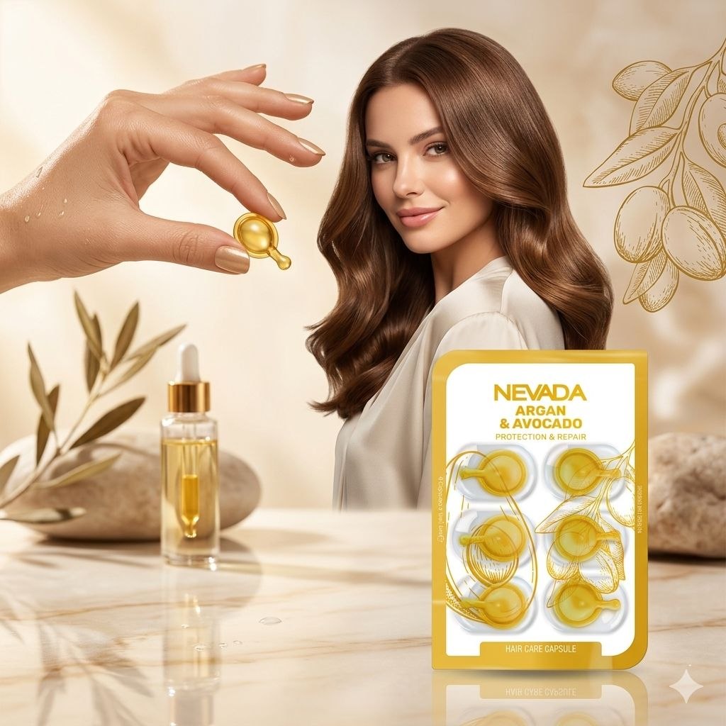 SUERO PARA EL CABELLO EN CAPSULAS HIDRATANTE Y PROTECTOR TERMICO CON ACEITE DE ARGAN Y AGUACATE 6UND NEVADA
