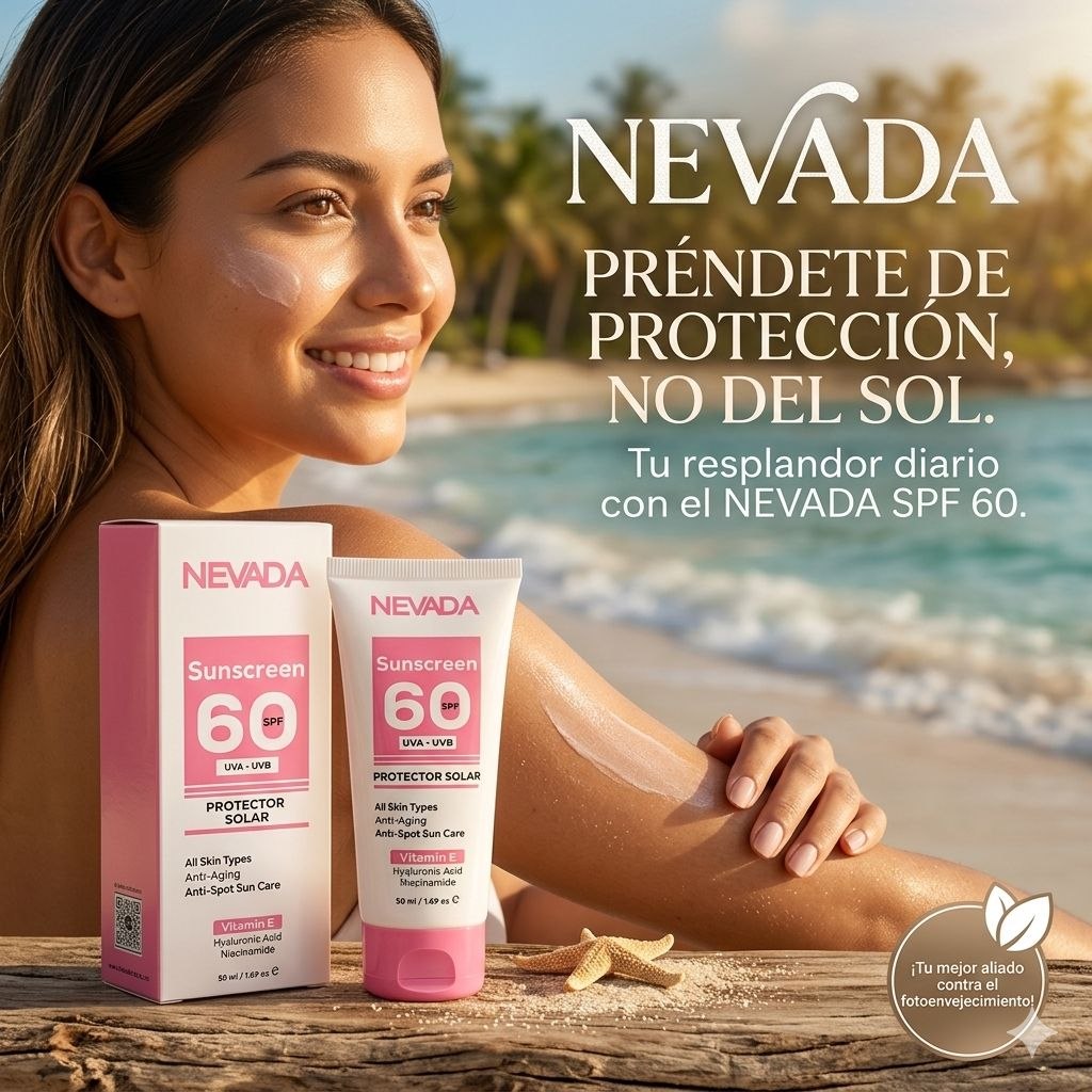 PROTECTOR SOLAR FACIAL SPF60 CON NIACINAMIDA VITAMINA E Y ACIDO HIALURONICO NEVADA 50ML