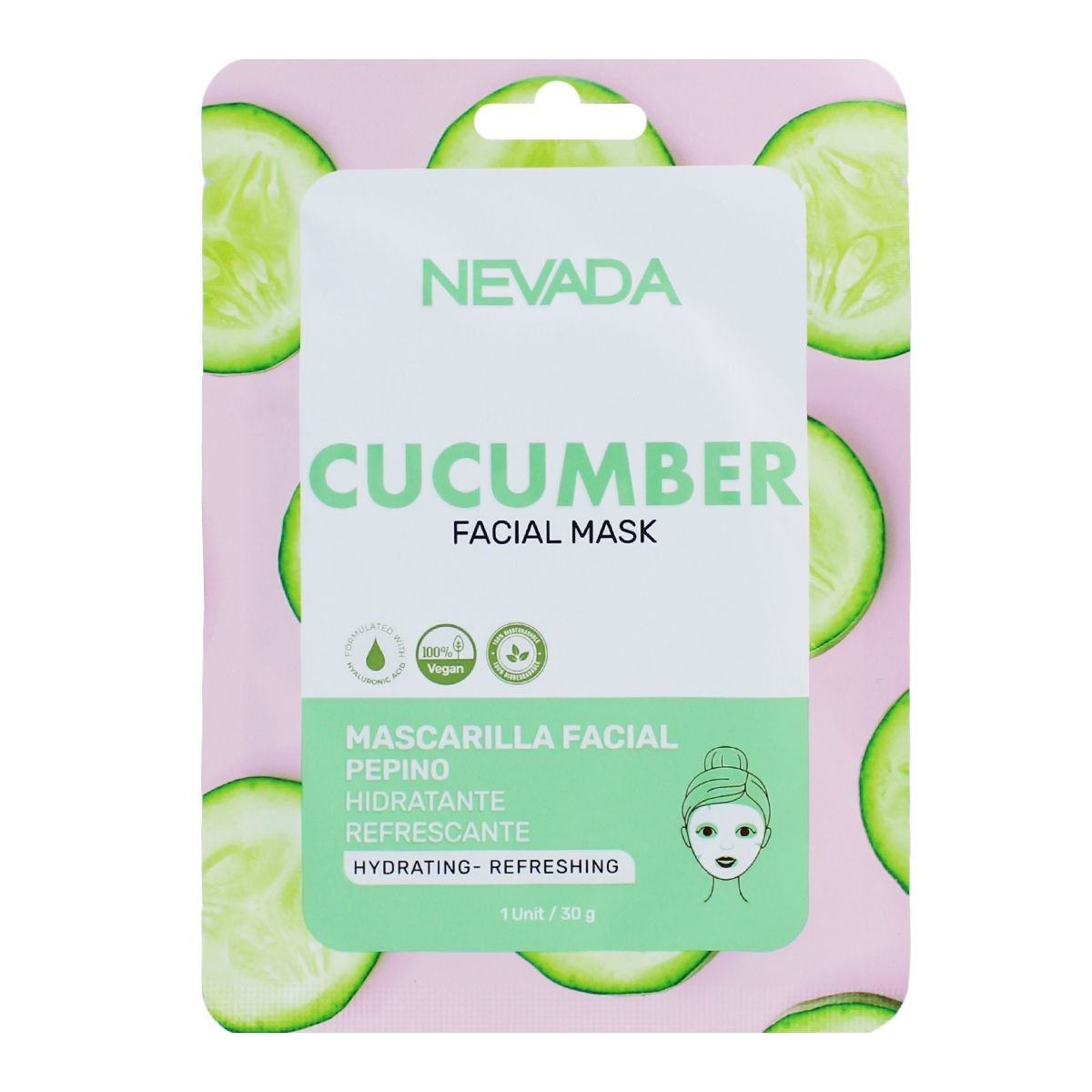 MASCARILLA FACIAL HIDRATANTE Y ANTIOXIDANTE DE PEPINO CON ACIDO HIALURONICO NEVADA