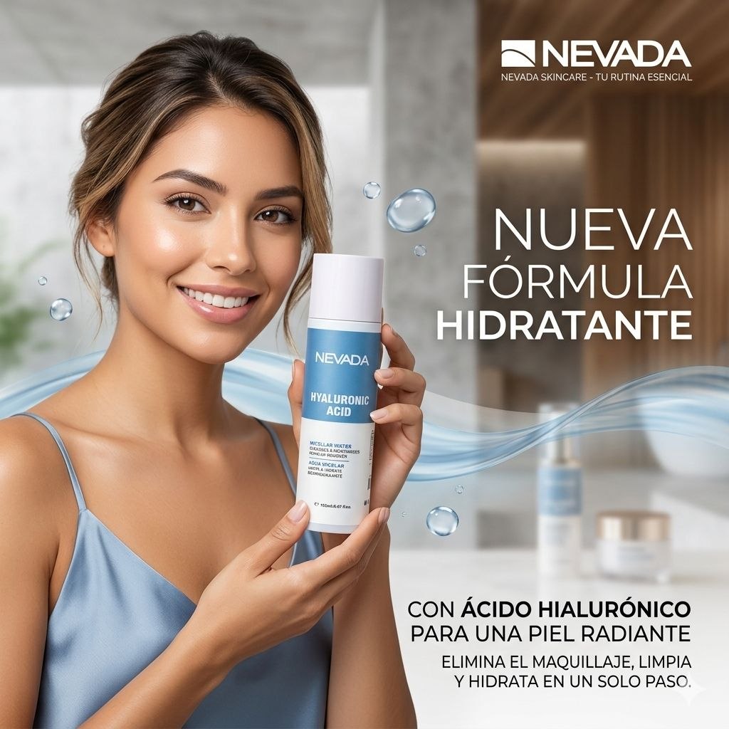 AGUA MICELAR LIMPIADORA Y DESMAQUILLANTE HIDRATANTE CON ACIDO HIALURONICO NEVADA 150ML