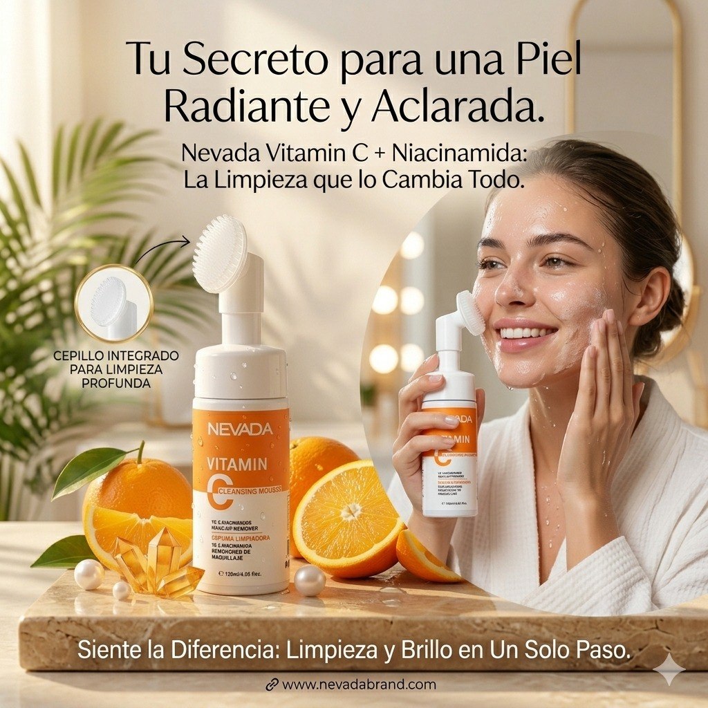 ESPUMA LIMPIADORA FACIAL CON VITAMINA C Y NIACINAMIDA NEVADA 120ML