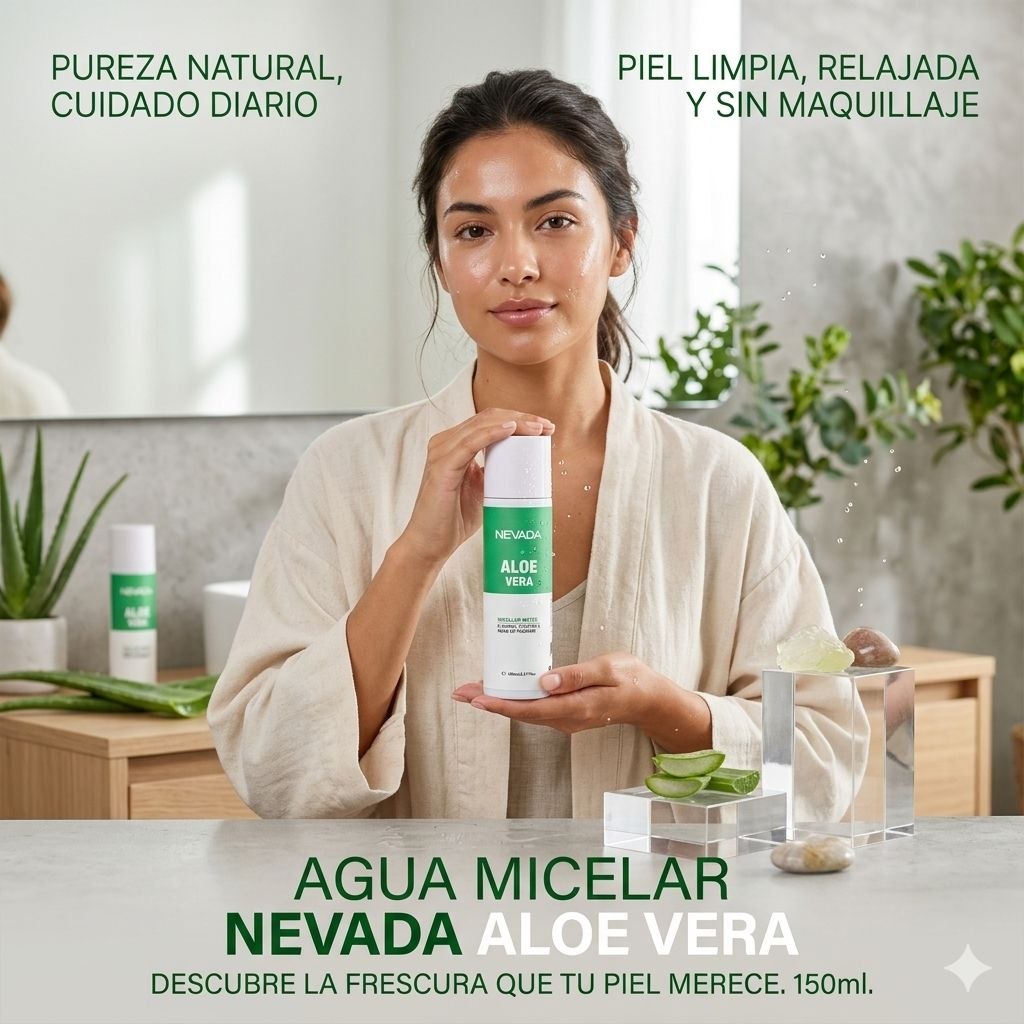 AGUA MICELAR LIMPIADORA Y DESMAQUILLANTE CALMANTE CON EXTRACTO DE ALOE VERA NEVADA 150ML