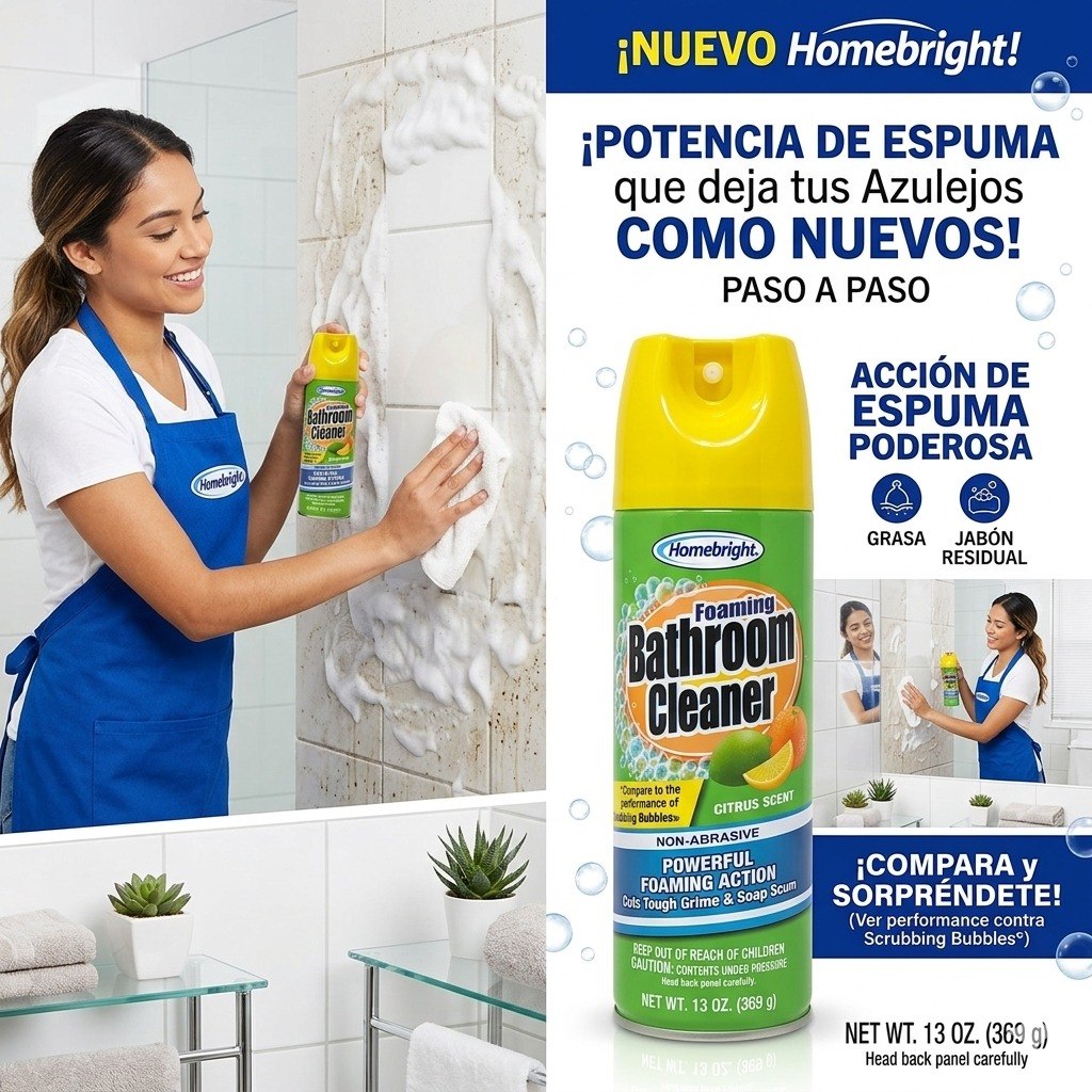 LIMPIADOR DE BAÑO EN SPRAY ESPUMOSO CON AROMA CITRICO HOMEBRIGHT 369G