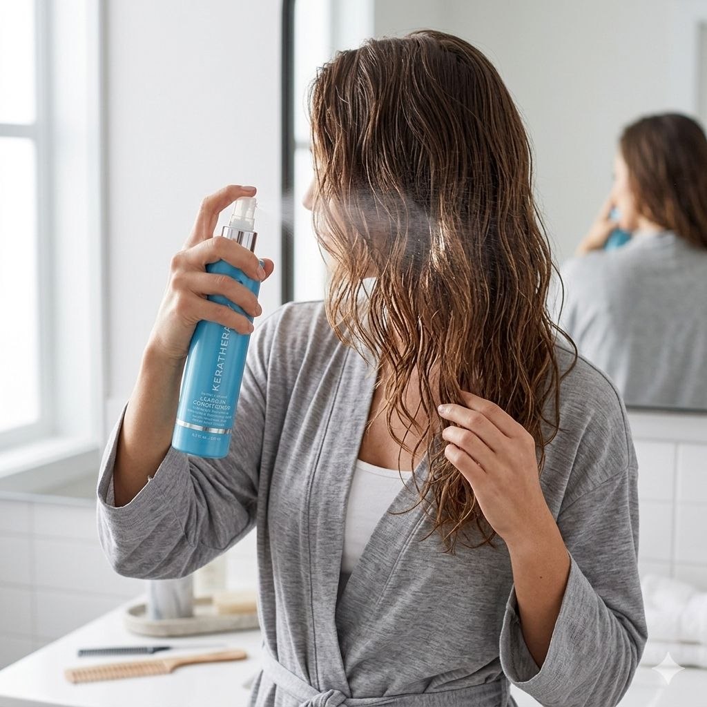 ACONDICIONADOR EN SPRAY SIN ENJUAGUE CON INFUSION DE QUERATINA PARA TODO TIPO DE CABELLO KERATHERAPY 251ML