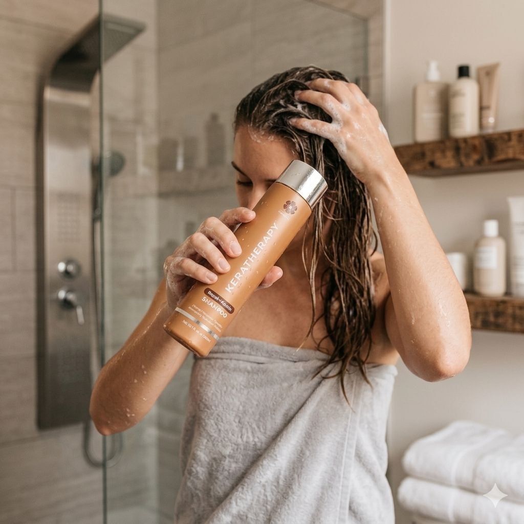 SHAMPOO REPARADOR PARA CABELLO DAÑADO CON QUERATINA EXTRACTO DE CAVIAR Y ACEITE DE ARGAN KERATHERAPY 300ML